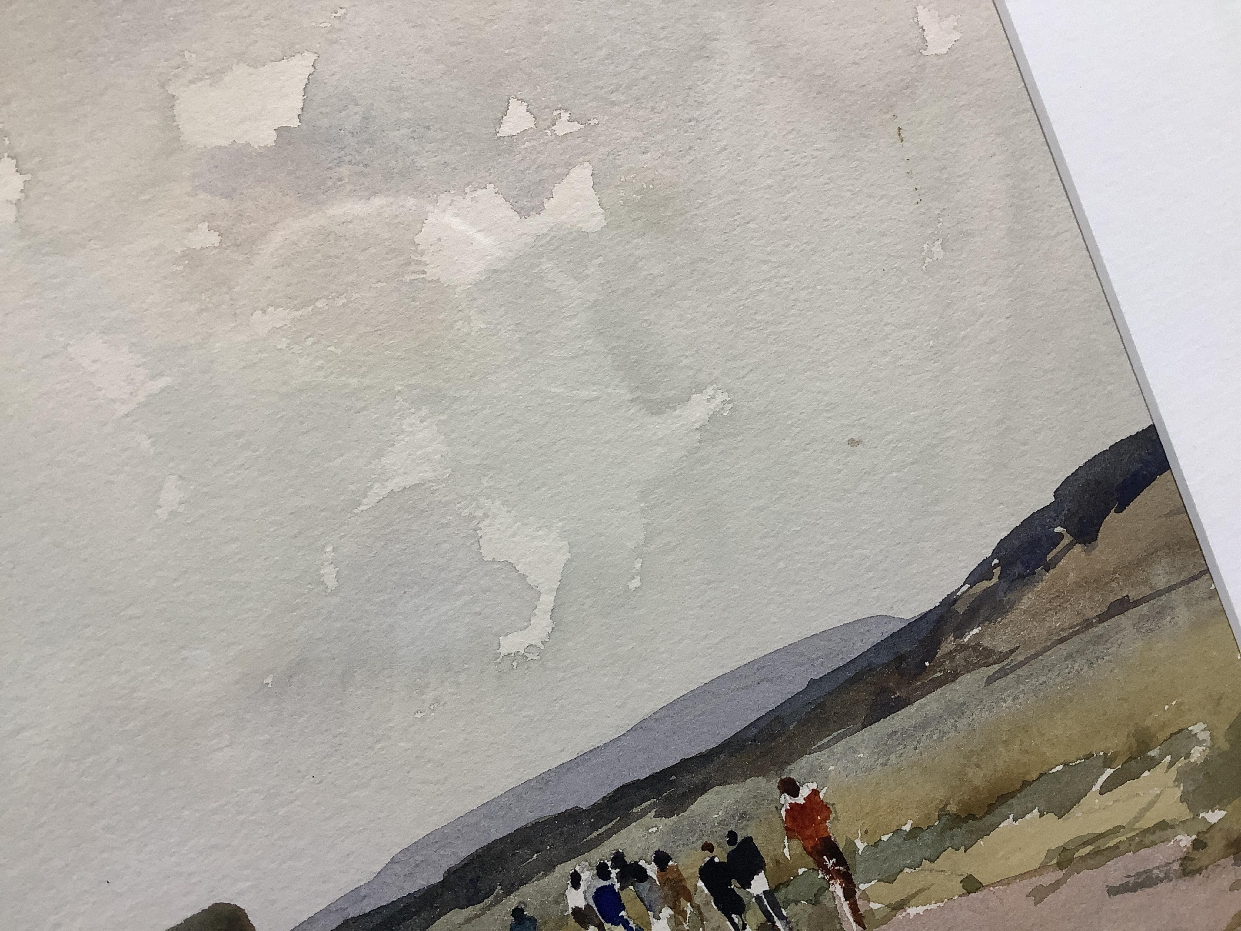 Edward Wesson RI RSMA (1910-1983), Riverscape with figures and fishing boats, signed, watercolour, 31 x 50cm
